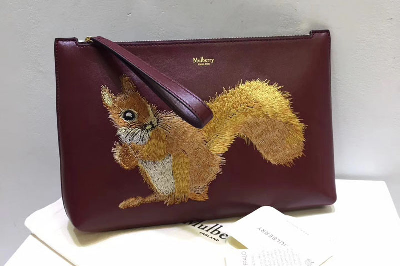 Mulberry Squirrel Large Pouch Bags Red Smooth Calf