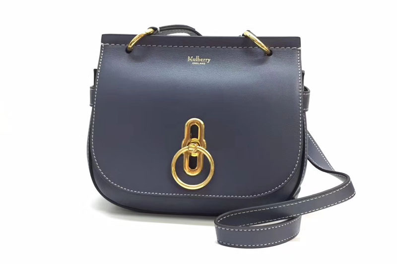 Mulberry Amberley Satchel Bags Blue Mini Classic Grain Leather