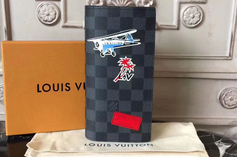 Louis Vuitton N62665 Damier Graphite Canvas Brazza Wallet