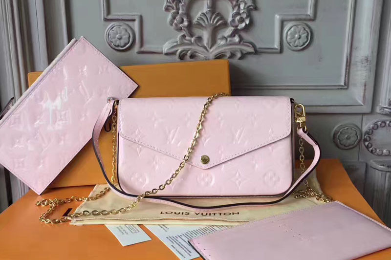 Louis Vuitton Pochette Felicie Monogram Vernis m61267 Light Pink