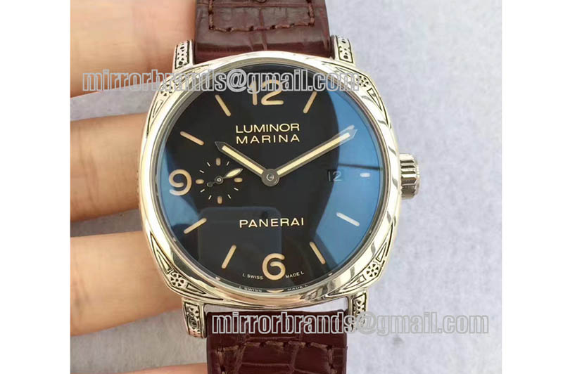 Panerai PAM 1312 S ZF 1:1 Best Edition Black Dial on Black Leather Strap ZF P9010