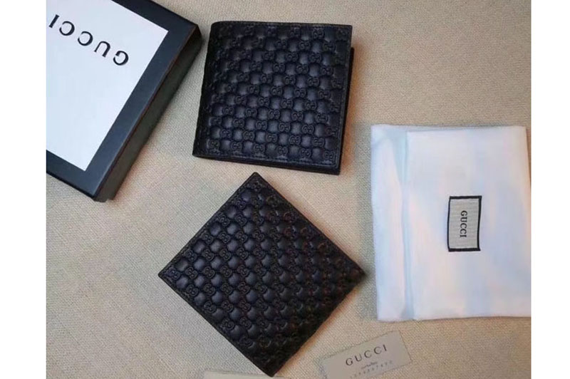 Gucci 145754 Bi-Fold Little GG Leather Wallet Black