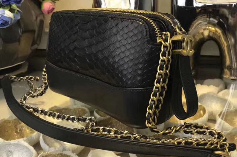 CC Gabrielle Original Python Leather Shoulder Bag 17817 Black