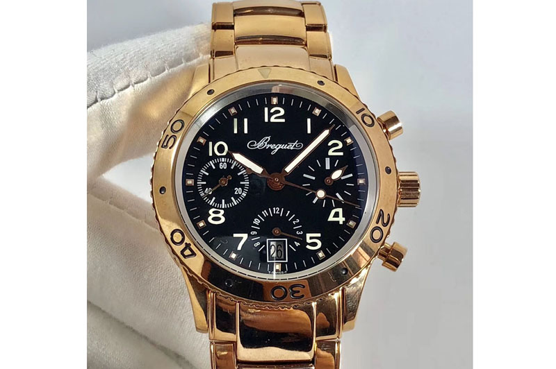 Breguet Type XX Chrono RG/RG Black Dial A7750