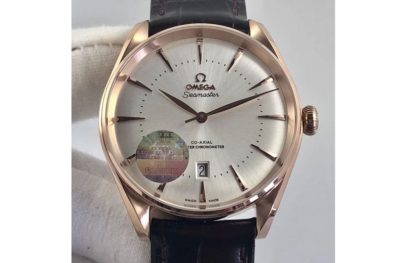 Omega Seamaster Chronometer RG Best Edition White Dial On Brown Leather Strap A8800
