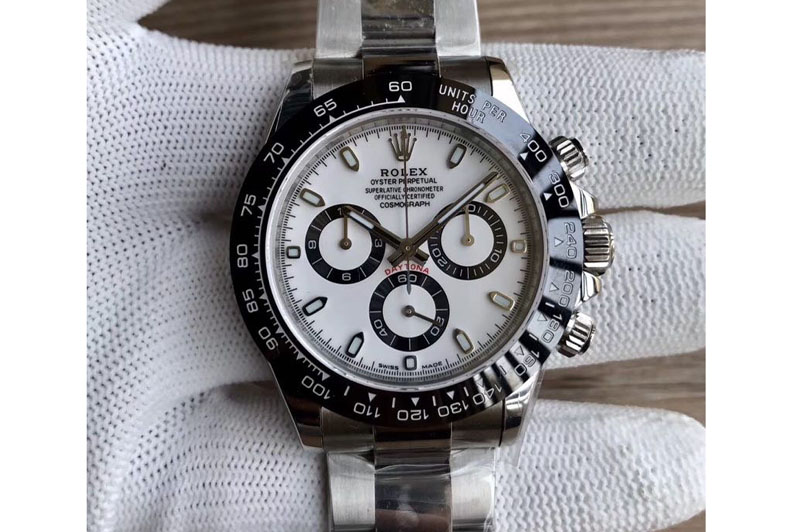 Rolex Daytona 116500 SS Case Black Ceramic Bezel Noob 1:1 Best Edition White Dial On SS Bracelet SA4130