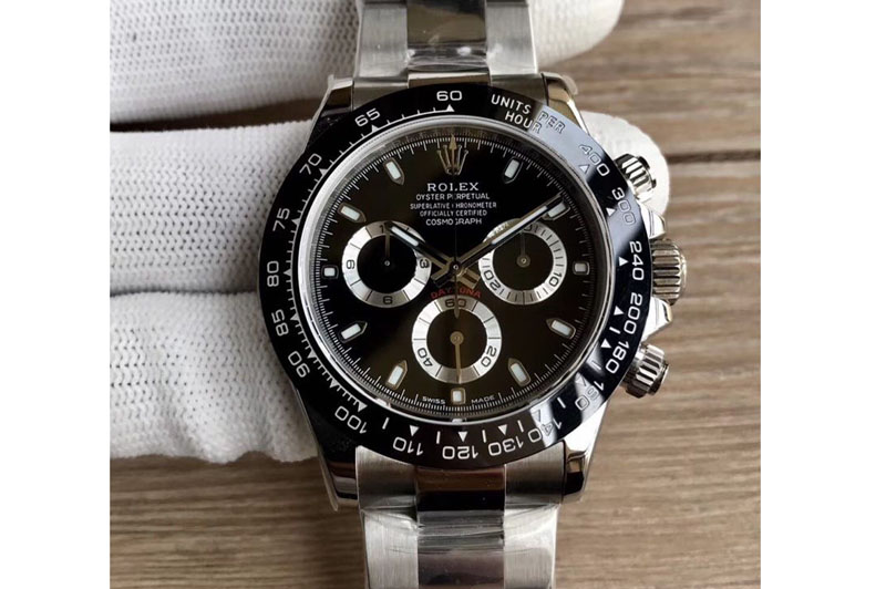Rolex Daytona 116500 SS Case Black Ceramic Bezel Noob 1:1 Best Edition Black Dial On SS Bracelet SA4130