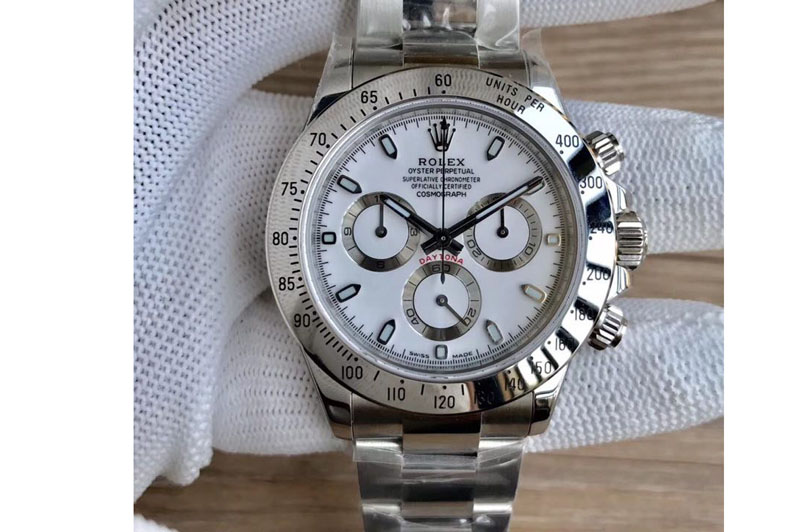 Rolex Daytona 116520 SS Case Noob 1:1 Best Edition White Dial On SS Bracelet SA4130