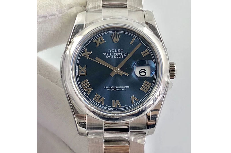 Rolex DateJust 36 SS 116200 ARF 1:1 Best Edition Blue Dial Roman Markers on SS Oyster Bracelet SA3135
