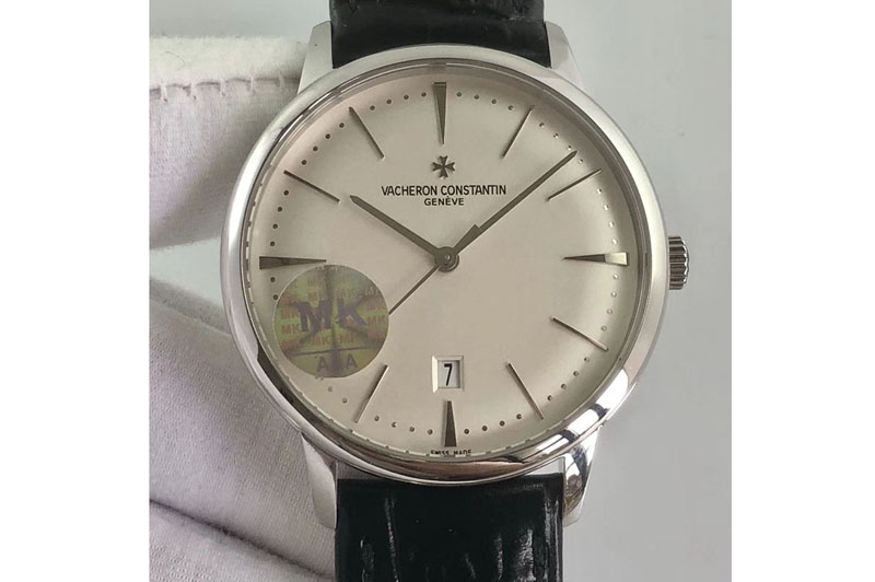 Vacheron Constantin Patrimony 85150 SS MKF 1:1 Best Edition Silver White dial on Black Leather MIYOTA 9015 to Cal.2450SC