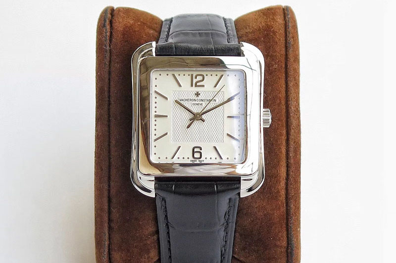 Vacheron Constantin Historiques 86300 SS GSF 1:1 Best Edition White dial on black leather strap MIYOTA9015