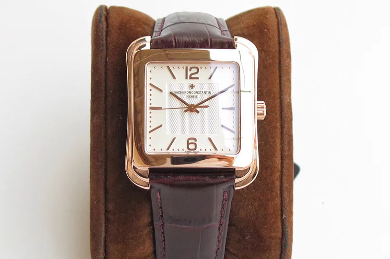 Vacheron Constantin Historiques 86300 RG GSF 1:1 Best Edition White dial on black leather strap MIYOTA9015