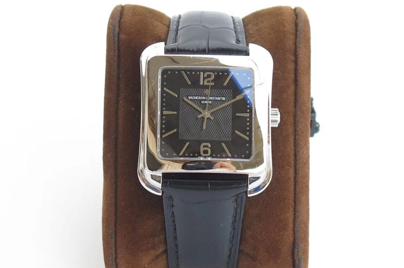 Vacheron Constantin Historiques 86300 SS GSF 1:1 Best Edition Black dial on black leather strap MIYOTA9015