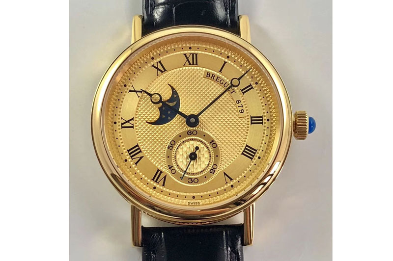 Breguet Classique 4396 Complicated YG Gold Textured Dial Leather Strap Cal.5165R