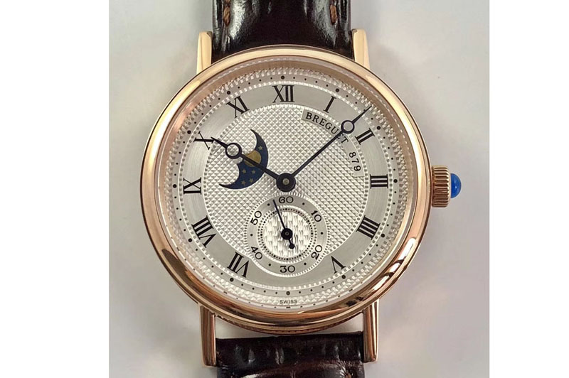 Breguet Classique 4396 Complicated RG White Textured Dial Leather Strap Cal.5165R