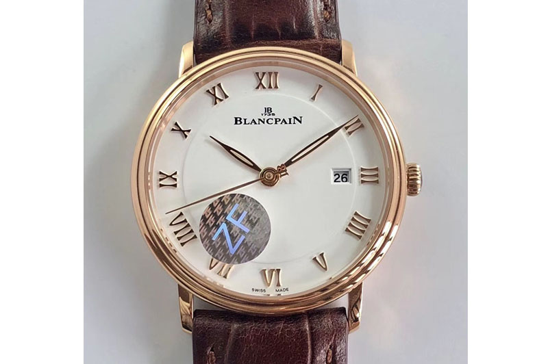 Blancpain Villeret 6651 RG ZF 1:1 Best Edition White Dial on Brown Leather Strap A1151