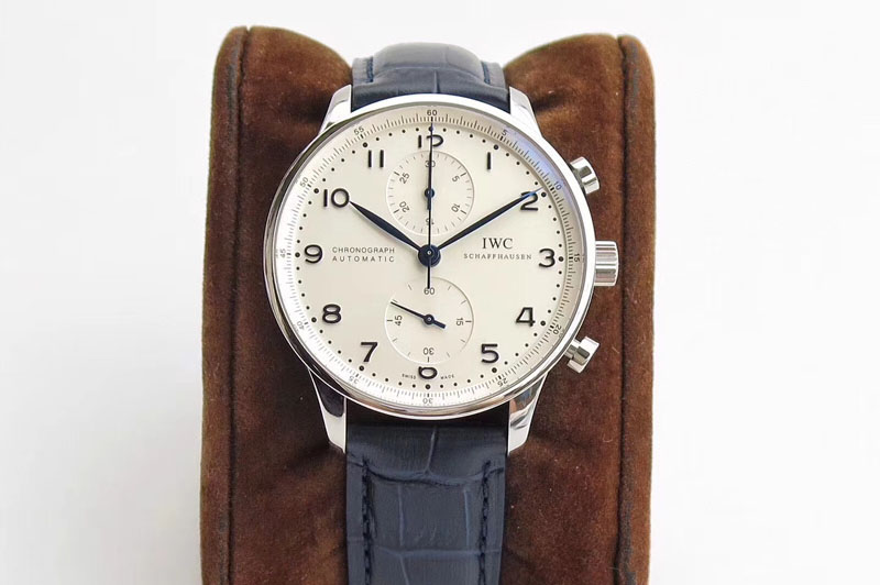 IWC Portuguese IW371491 ZF V3 1:1 Best Edition SS White dial on Blue Leather Strap A79350 (Slim Movement)