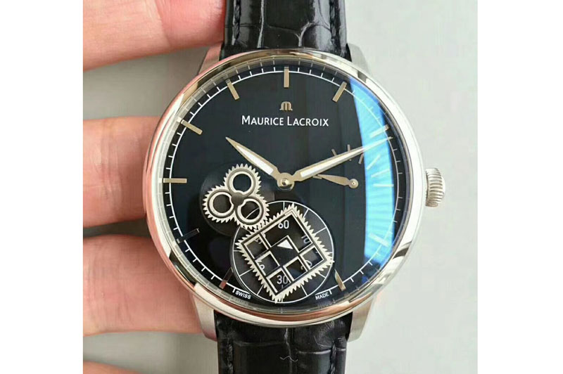 Maurice LeCroix Masterpiece Square Wheel SS AMF 1:1 Best Edition Black Dial on Black Leather Strap A6498