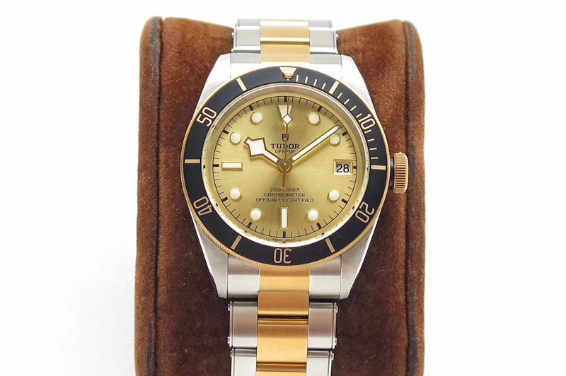 Tudor Heritage Black Bay SS/YG 2017 ZF 1:1 Best Edition Gold Dial on SS Bracelet A2824
