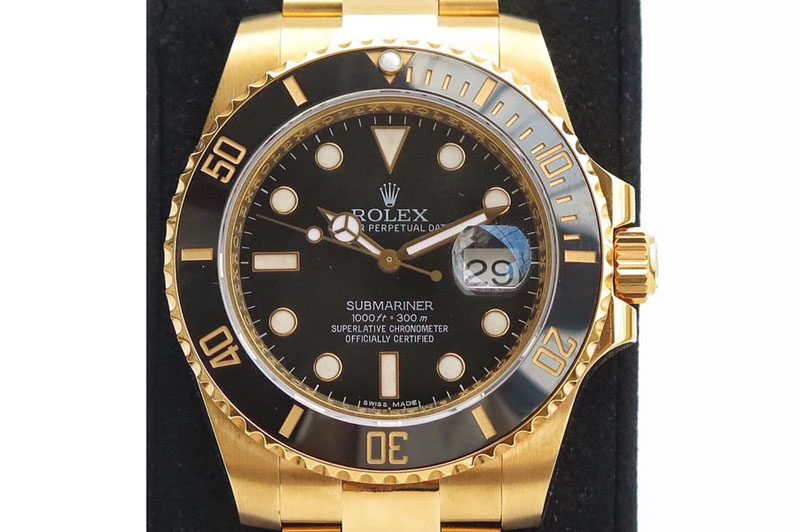 Rolex Submariner 116618LB Full YG Wrapped VRF 1:1 Best Edition Black Dial on Full YG Wrapped Bracelet A2836