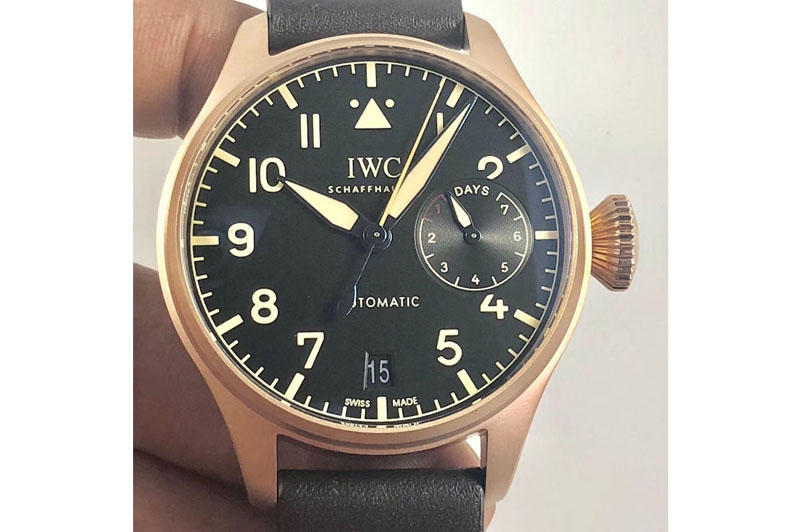 IWC Big Pilot IW510301 Satin-polished RG YLF Best Edition Black Dial on Black Leather Strap A521111