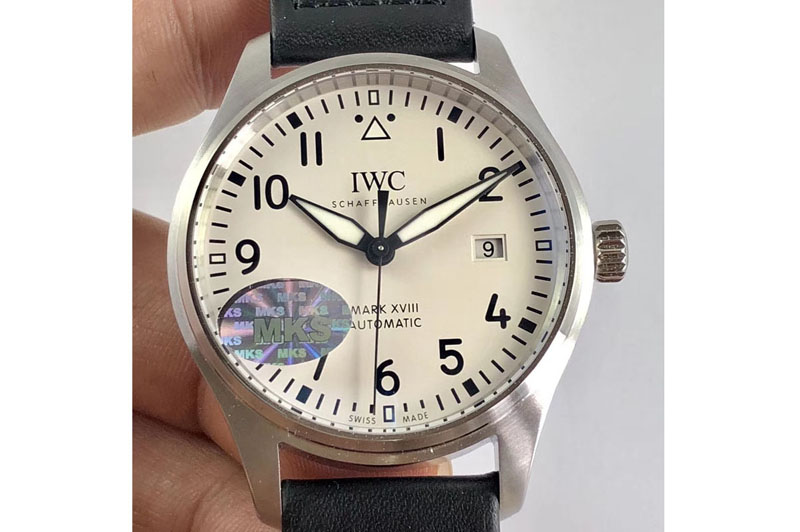 IWC MARK XVIII Le Petit Prince IW327001 SS MKS V2 1:1 Best Edition White Dial ON Black Leather Strap M9015