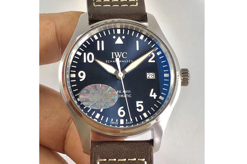 IWC MARK XVIII Le Petit Prince IW327004 SS MKS V2 1:1 Best Edition Blue Dial ON Brown Leather Strap M9015