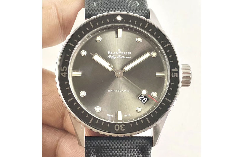 Blancpain Fifty Fathoms 5000 SS Ceramic Bezel ZF 1:1 Best Edition Gray Dial on Nylon Strap A1315