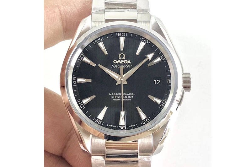 Omega Aqua Terra 150M SS VSF 1:1 Best Edition Black Textured Dial Silver Markers on SS Bracelet A8500 Super Clone