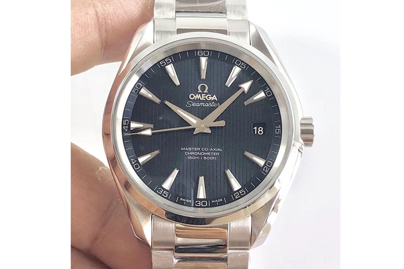 Omega Aqua Terra 150M SS VSF 1:1 Best Edition Blue Textured Dial Silver Markers on SS Bracelet A8500 Super Clone