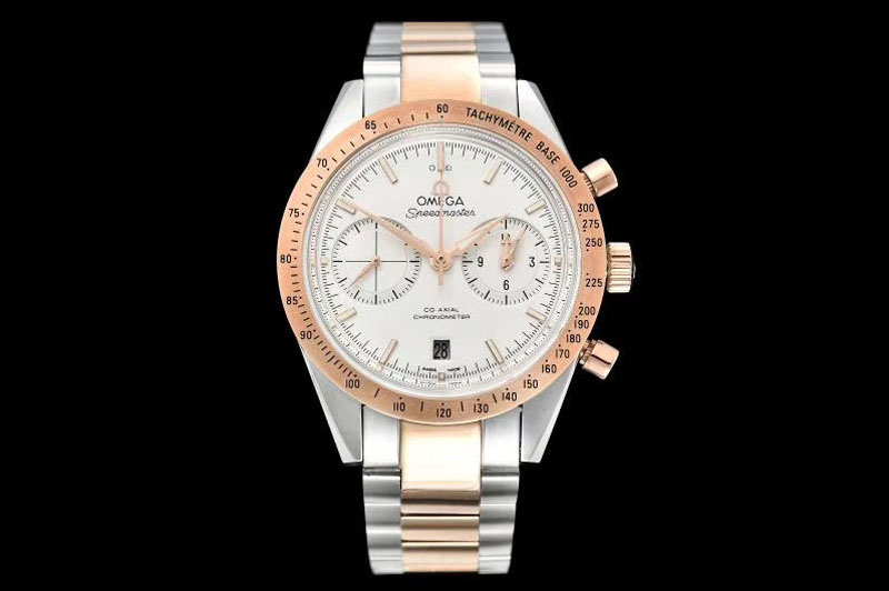 Omega Speedmaster '57 Co-Axial RG/SS OMF 1:1 Best Edition White Dial White Markers on RG/SS Bracelet A9300