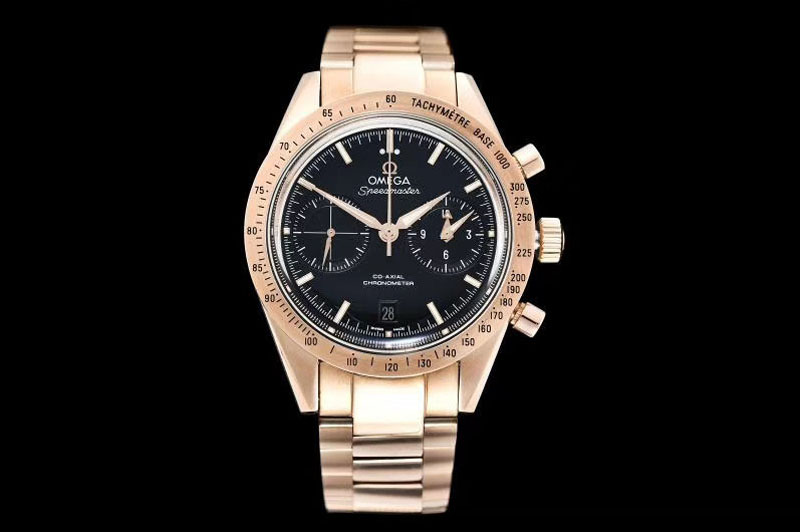 Omega Speedmaster '57 Co-Axial RG OMF 1:1 Best Edition Black Dial White Markers on RG Bracelet A9300