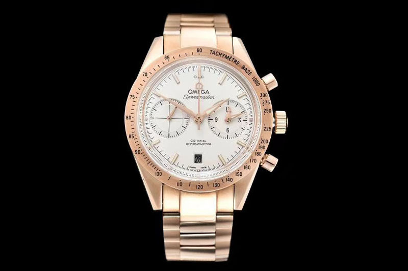 Omega Speedmaster '57 Co-Axial RG OMF 1:1 Best Edition White Dial White Markers on RG Bracelet A9300