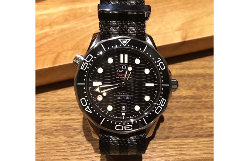 Omega 2018 Seamaster Diver 300M VSF Best Edition Black Ceramic Dial on Black/Gray Nato Strap A8800