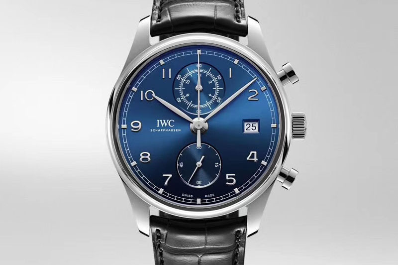 IWC Portugieser Chrono Classic 42 IW390403 ZF 1:1 Best Edition Blue Dial Black Leather Strap A7750