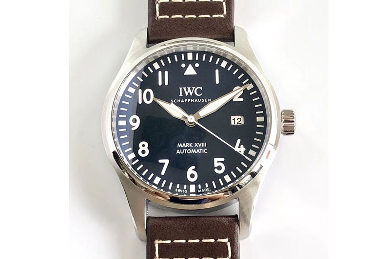 IWC MARK XVIII IW327004 SS V7 1:1 Best Edition Blue Dial Brown Leather Strap Swiss eta 2892