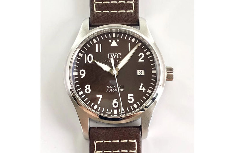 IWC MARK XVIII IW327003 SS V7 1:1 Best Edition Brown Dial Brown Leather Strap Swiss eta 2892