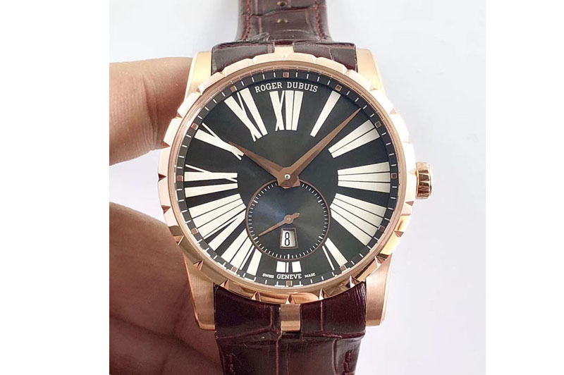 Roger Dubuis Excalibur 42mm Dbex0536 RG RDF 1:1 Best Edition Gray Dial on Brown Leather Strap A830