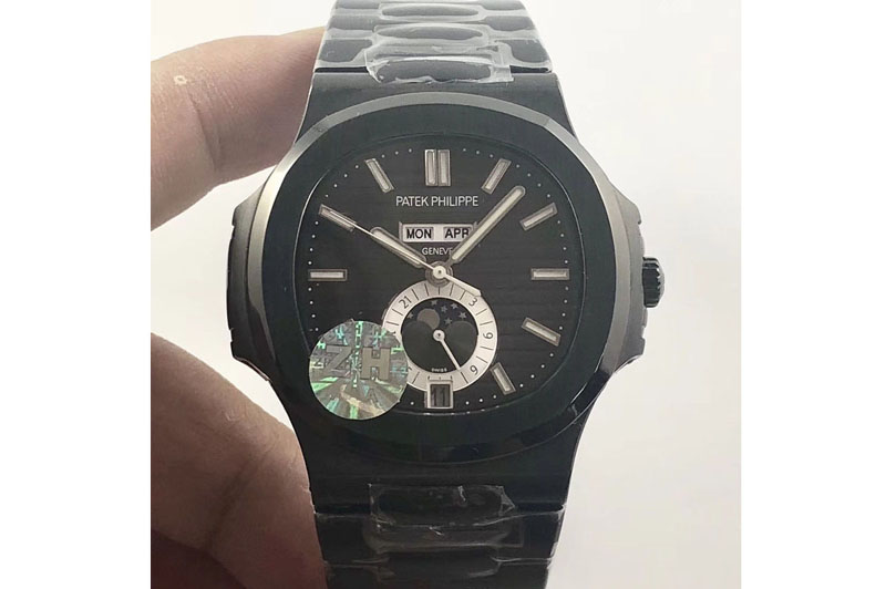 Patek Philippe Nautilus 5726 Complicated PVD Black Textured Dial on PVD Bracelet A324