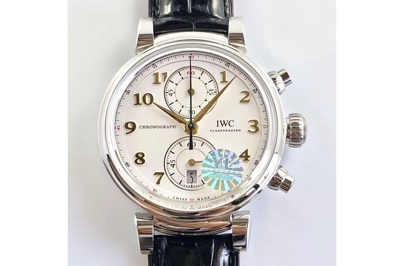 IWC Da Vinci Chrono Laureus IW393402 SS YLF 1:1 Best Edition White Dial Gold Markers A7750