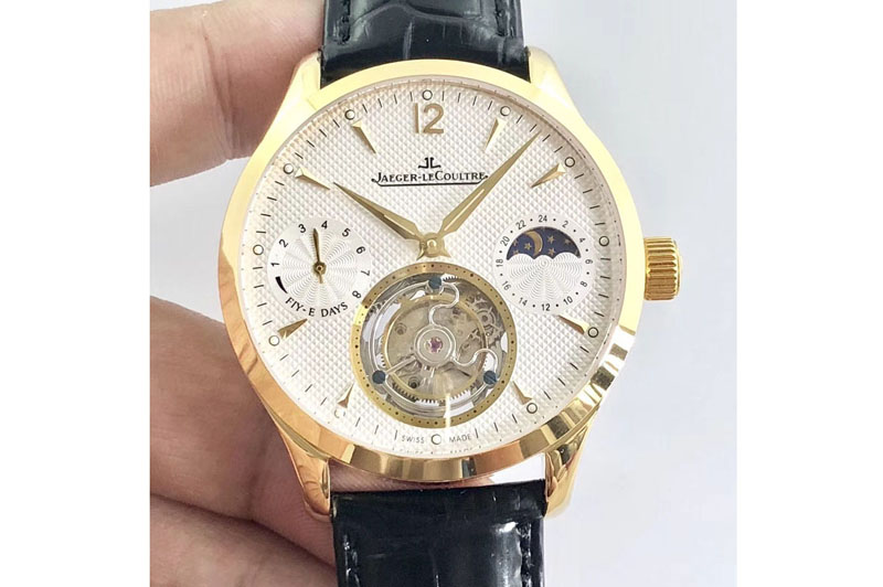 Jaeger-LeCoultre Master Tourbillon Yellow Power Reserve and Moonphase White Dial Asian Tourbillon