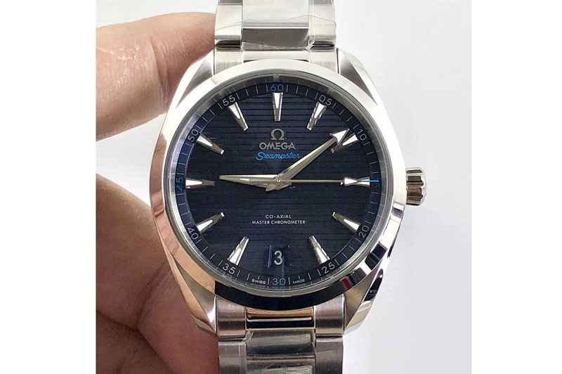 Omega Aqua Terra 150M Master Chronometers VSF 1:1 Best Edition Deep Blue Dial Silver Hand on SS Bracelet A8900 Super Clone (2 St