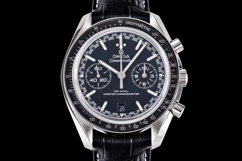 Omega Speedmaster Moonwatch OMF 1:1 Best Edition Black Dial SS Hand on Leather Strap A9900