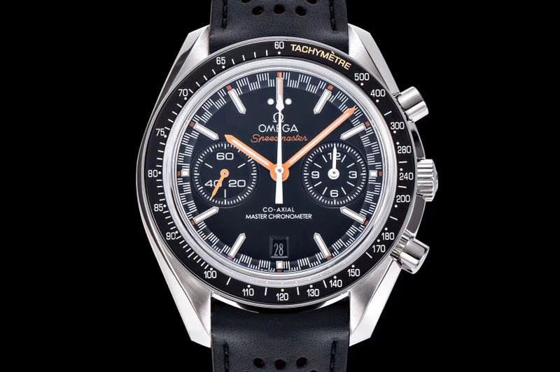 Omega Speedmaster Moonwatch OMF 1:1 Best Edition Black Dial Orange Hand on Leather Strap A9900