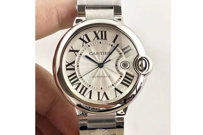 Cartier Ballon Bleu 42mm SS AF 1:1 Best Edition White Texture Dial on SS Bracelet A2892