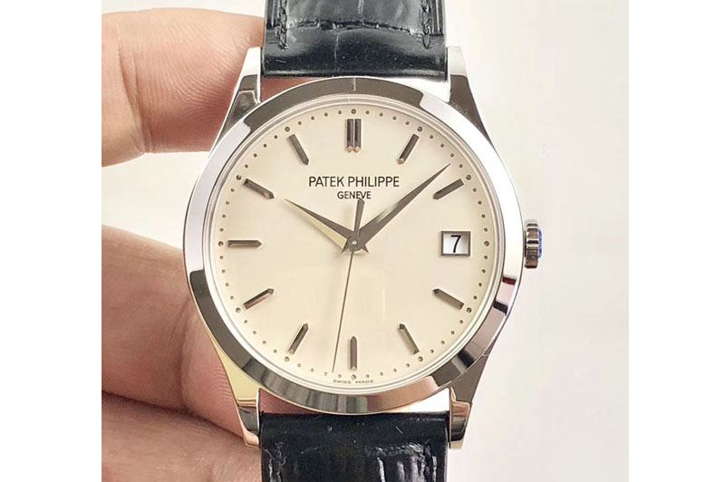 Patek Philippe Calatrava 5296G SS ZF 1:1 Best Edition Ivory Dial On Black Leather Strap 324CS (Free box)