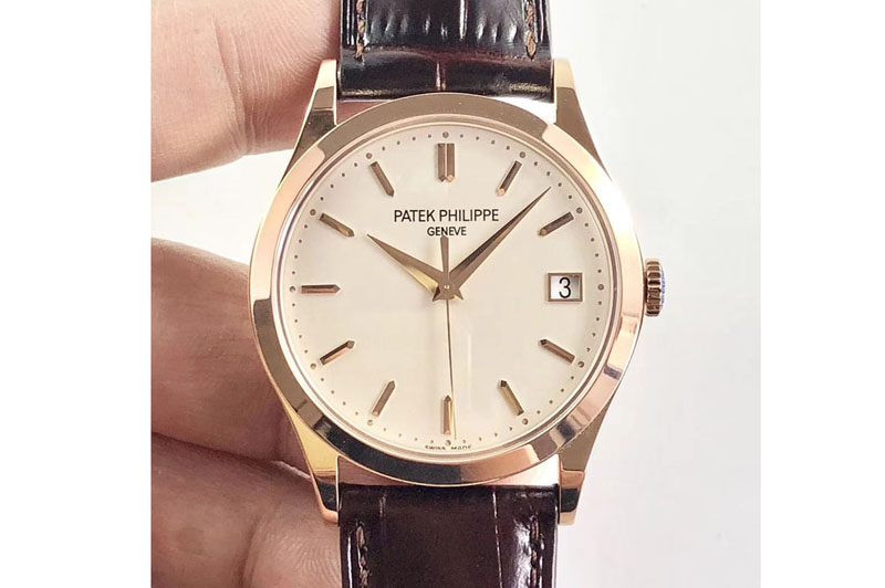 Patek Philippe Calatrava 5296R RG ZF 1:1 Best Edition Ivory Dial On Brown Leather Strap 324CS (Free box)