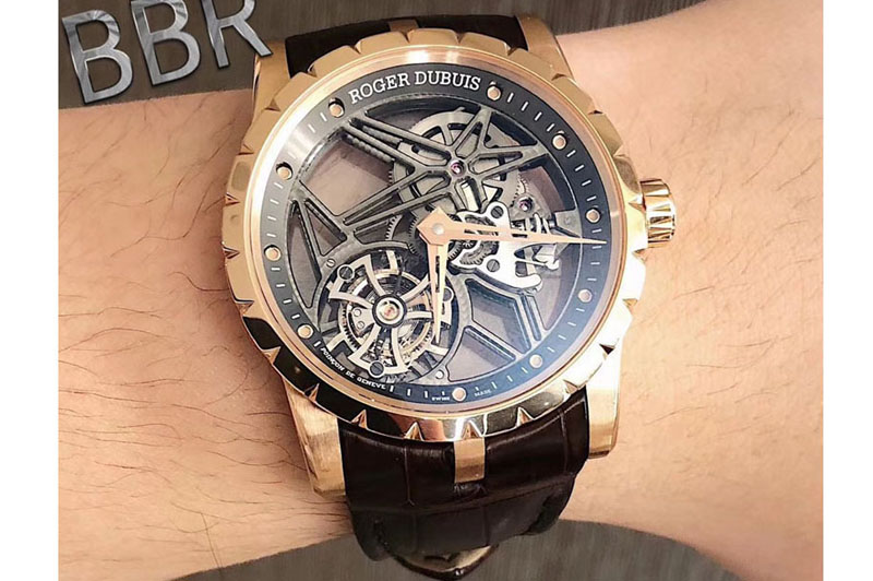 Roger Dubuis Excalibur Rddbex0393 RG BBR Best Edition Skeleton Dial on Black Leather Strap A2136 Tourbillon