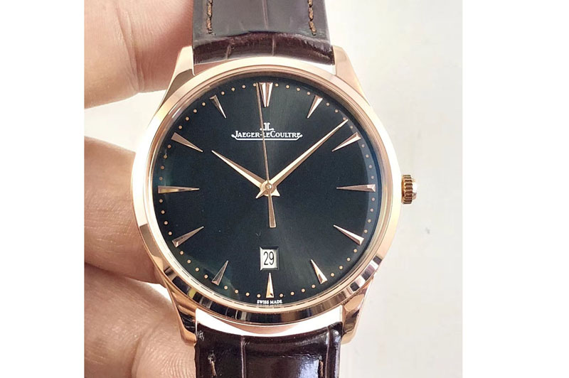 Jaeger-LeCoultre Master 1288420 RG ZF 1:1 Best Edition Black Dial on Brown Leather Strap A899/1