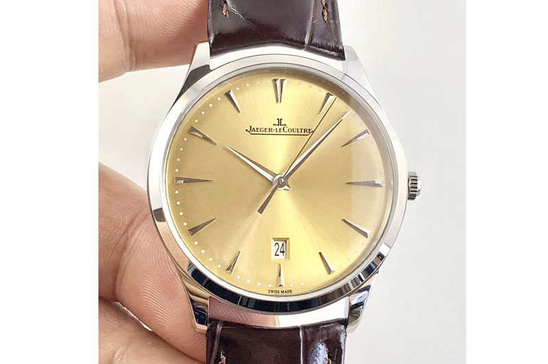 Jaeger-LeCoultre Master 1288420 SS ZF 1:1 Best Edition Gold Dial on Brown Leather Strap A899/1